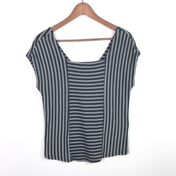 Pleione Tops - Pleione Women's Striped Knit Top Size L Gray Black